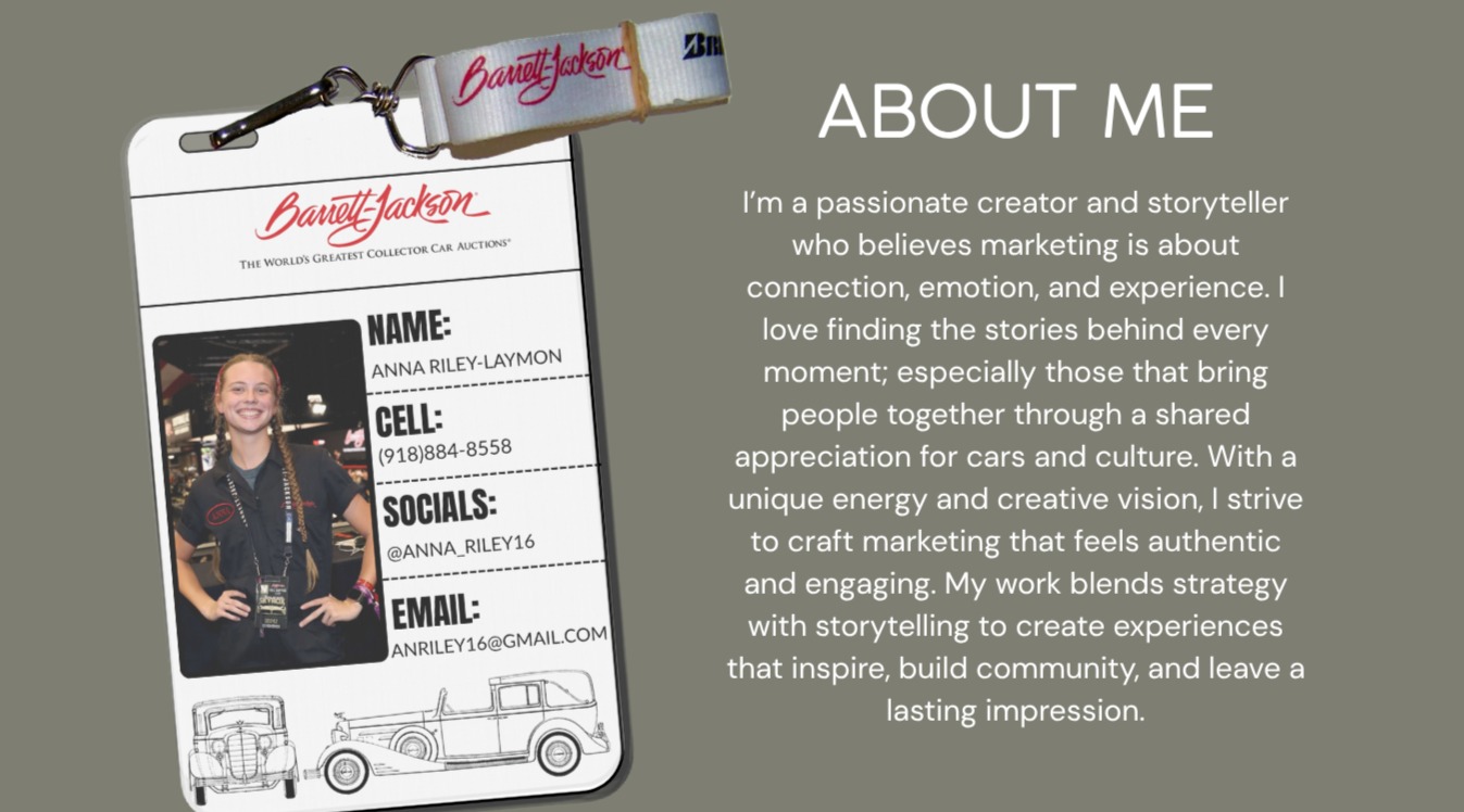 Anna Riley-Laymon Barrett Jackson Credential